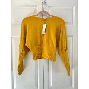 BB Dakota “Sleeve Me Be” Puff-Sleeve Top Size XS  Marigold Yellow Long Sleeve
